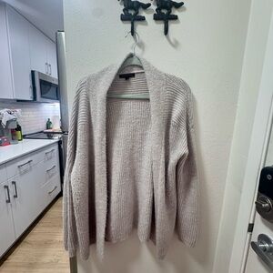 Banana Republic Open-Front Ribbed Cardigan in Light Beige